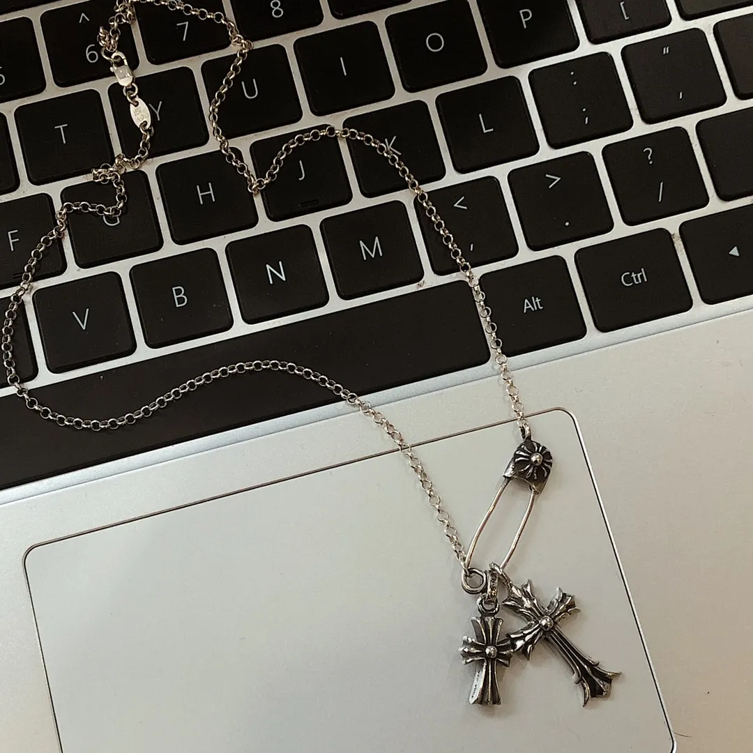 Chrome Hearts シルバー ダブルクロス ネックレス - 画像 (5)