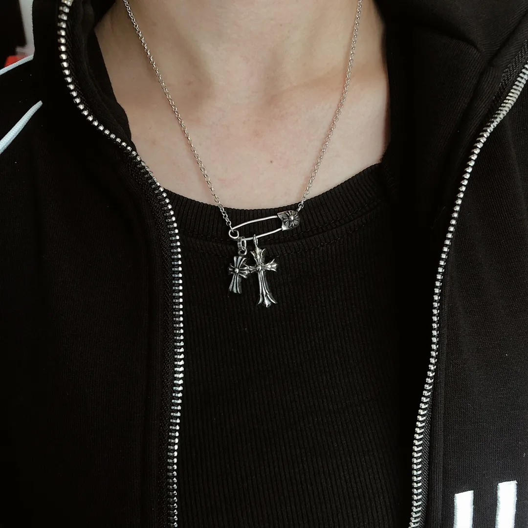 Chrome Hearts シルバー ダブルクロス ネックレス - 画像 (8)