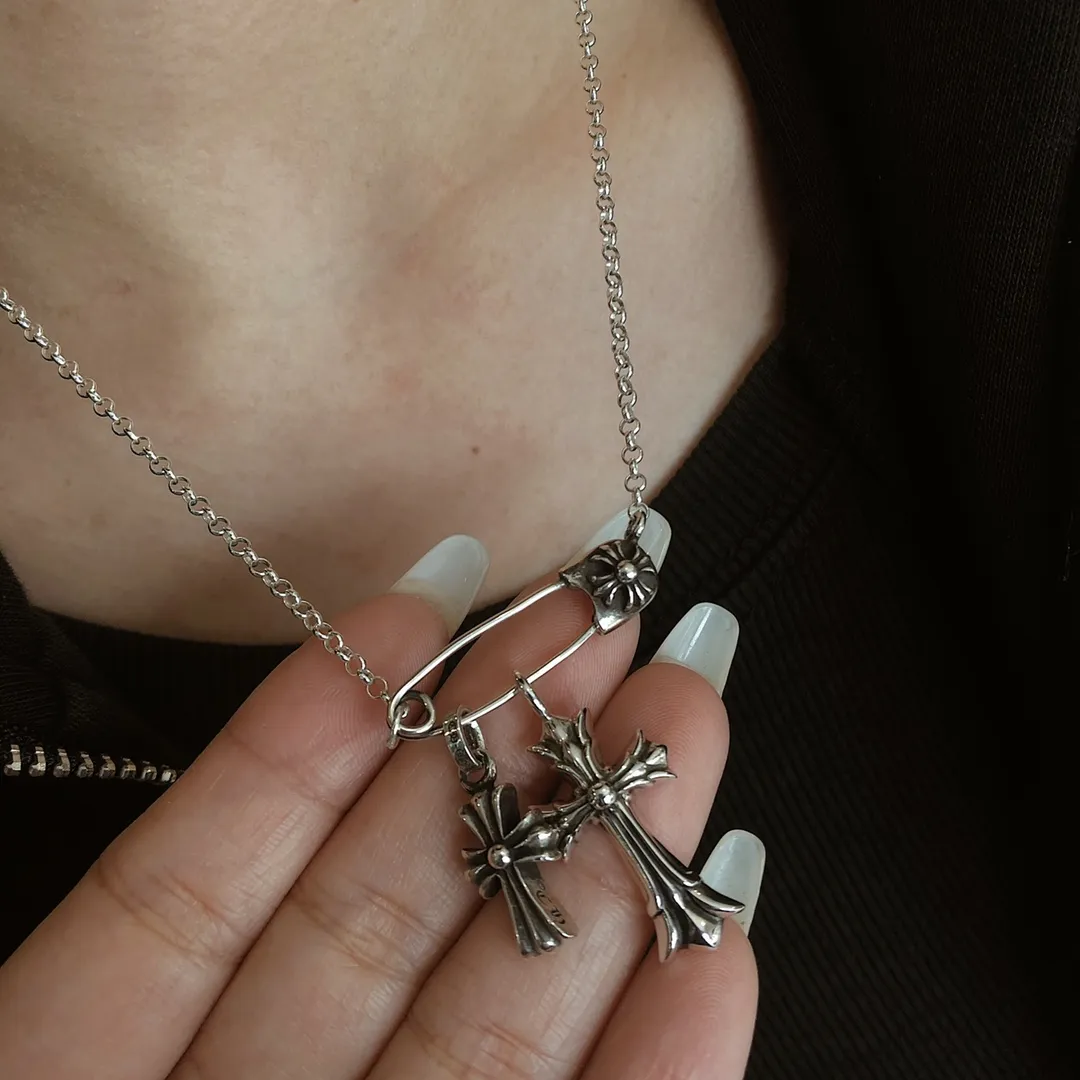 Chrome Hearts シルバー ダブルクロス ネックレス - 画像 (9)