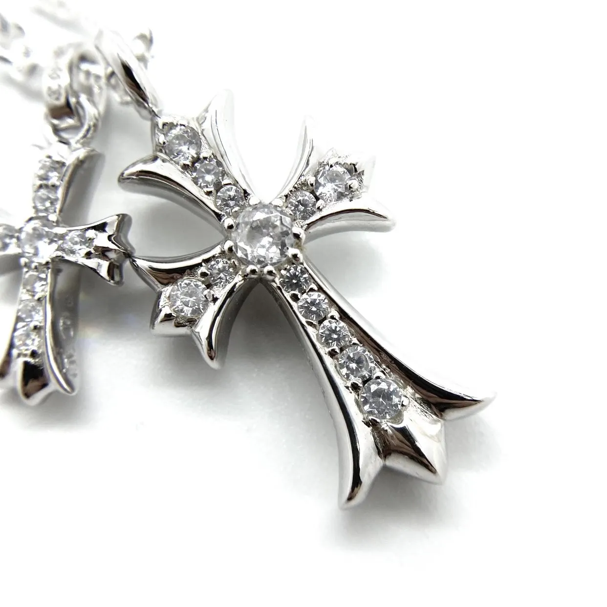 Chrome Hearts シルバー ダブルクロス ネックレス - 画像 (3)