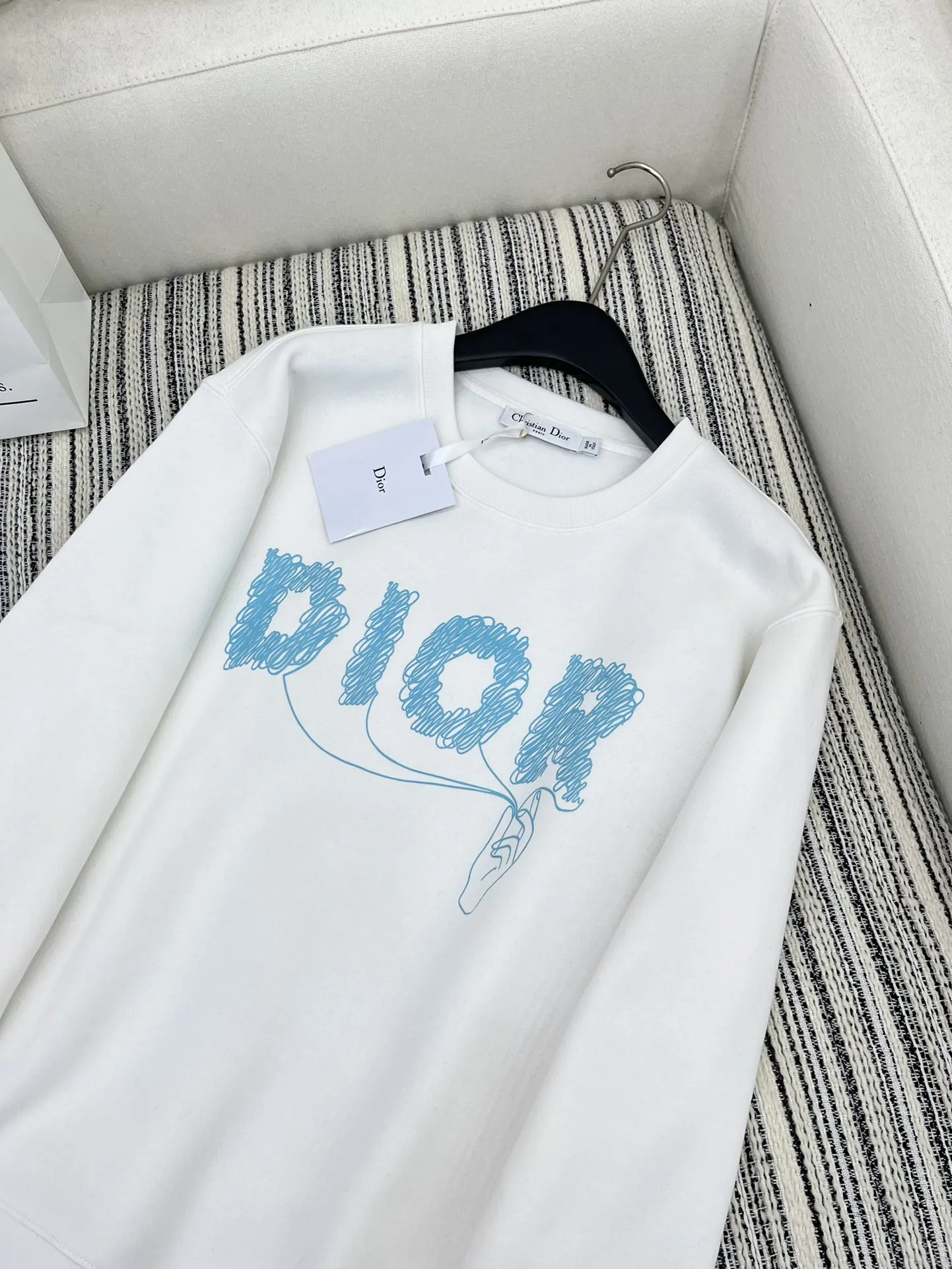 Christian Dior 白 2024新品丸襟プリントパーカー - 画像 (3)