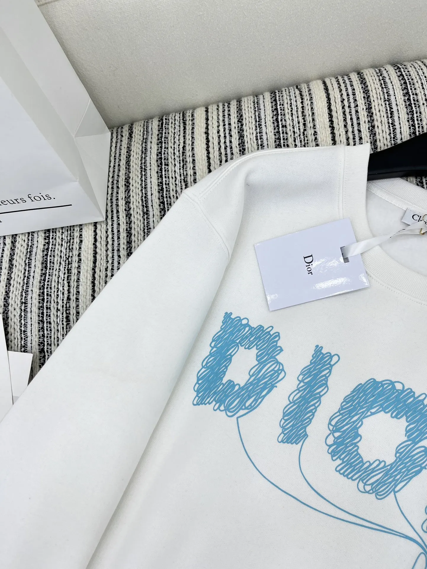 Christian Dior 白 2024新品丸襟プリントパーカー - 画像 (4)