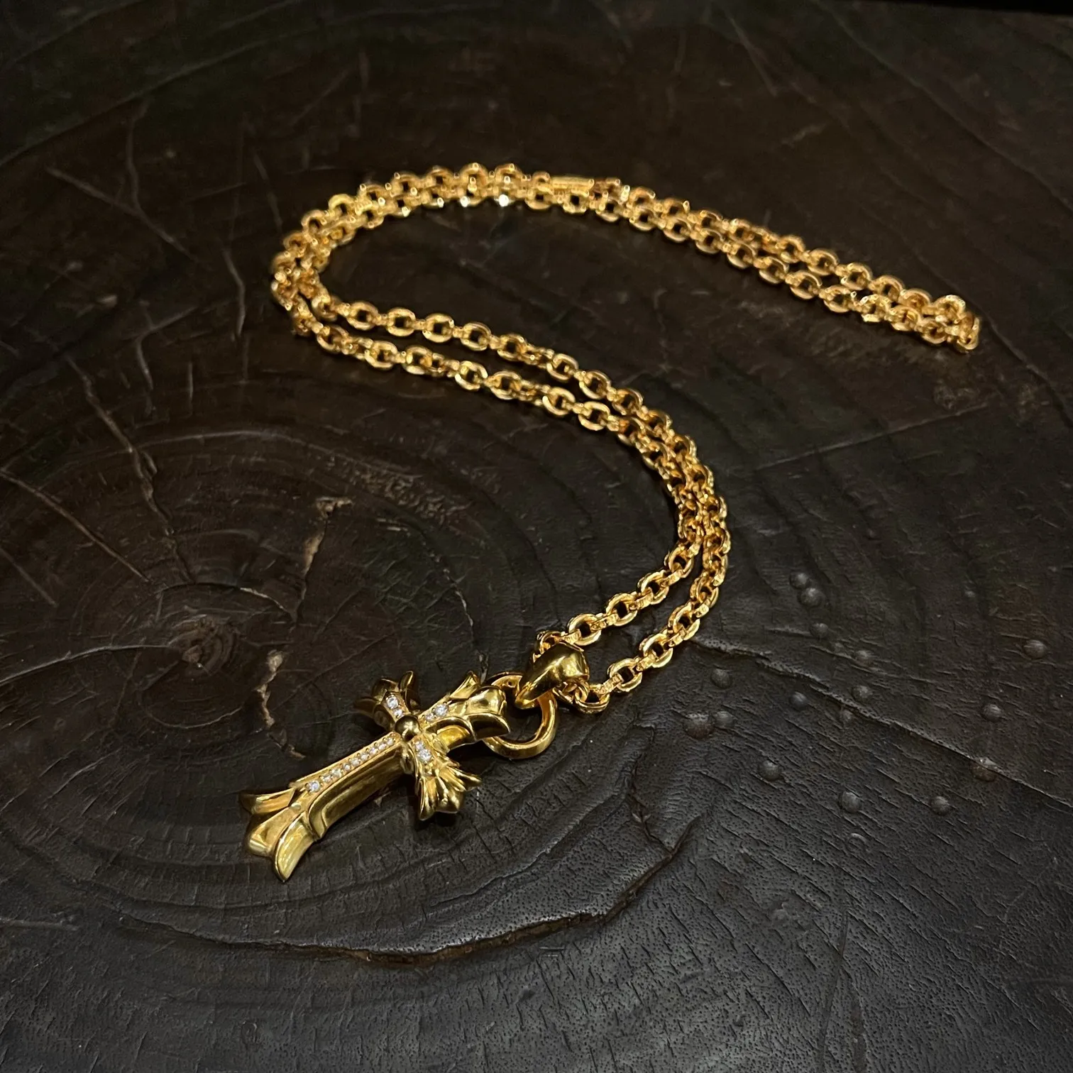 Chrome Hearts ゴールド ダブルクロスネックレス - 画像 (8)