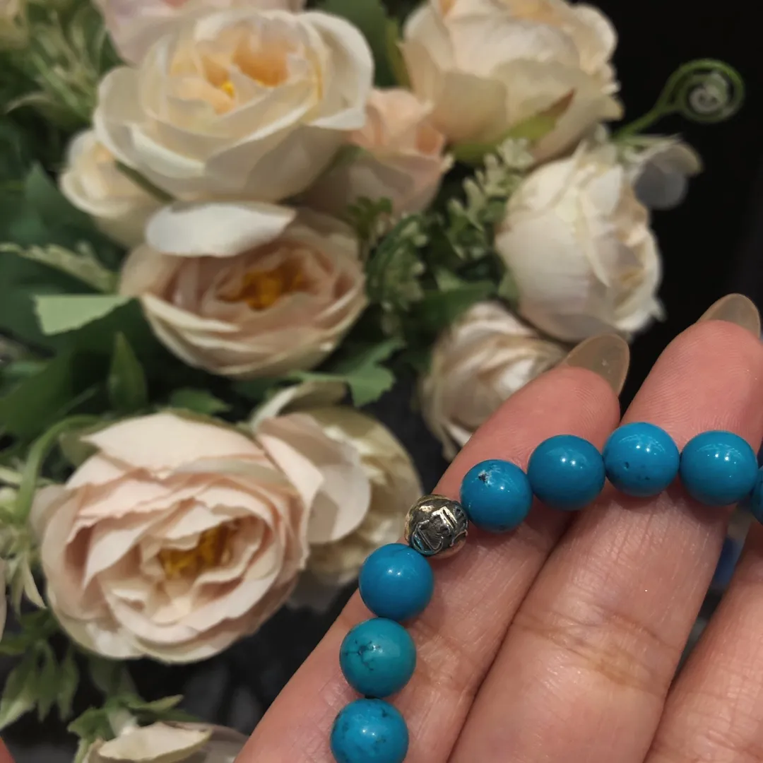 Chrome Hearts ブルー松石十字架シルバービーズブレスレット - 画像 (8)