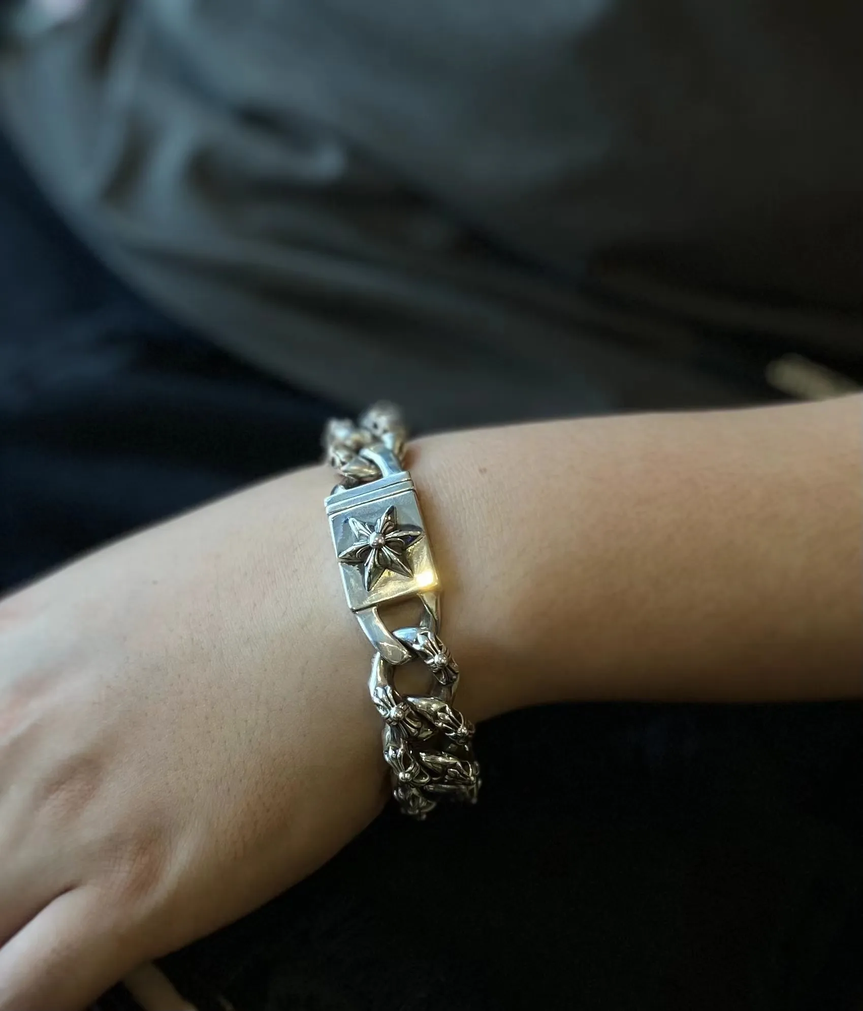 Chrome Hearts シルバー 六芒星フルールブレスレット - 画像 (10)