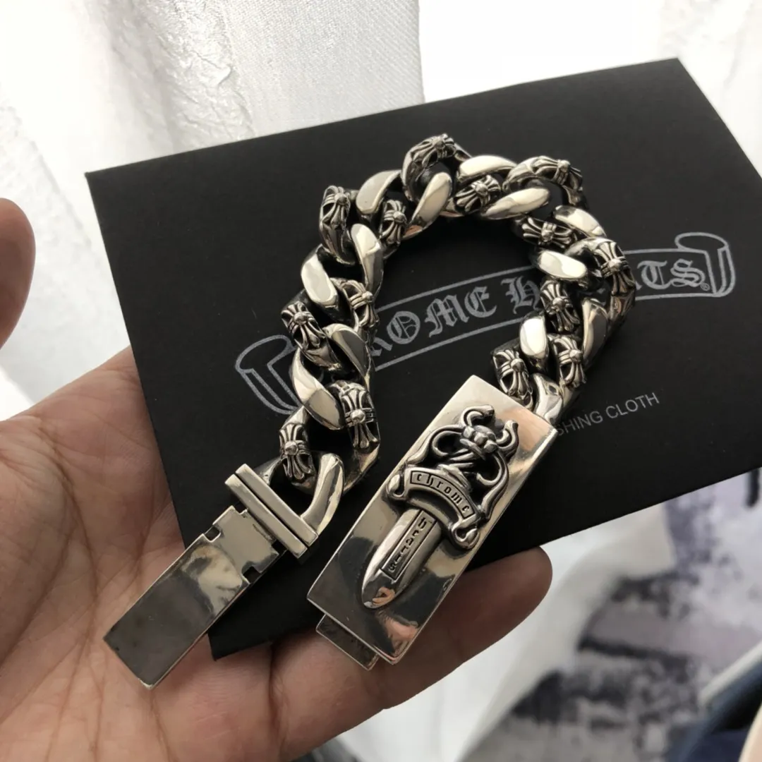 Chrome Hearts シルバー半花十字剣ロックブレスレット - 画像 (6)