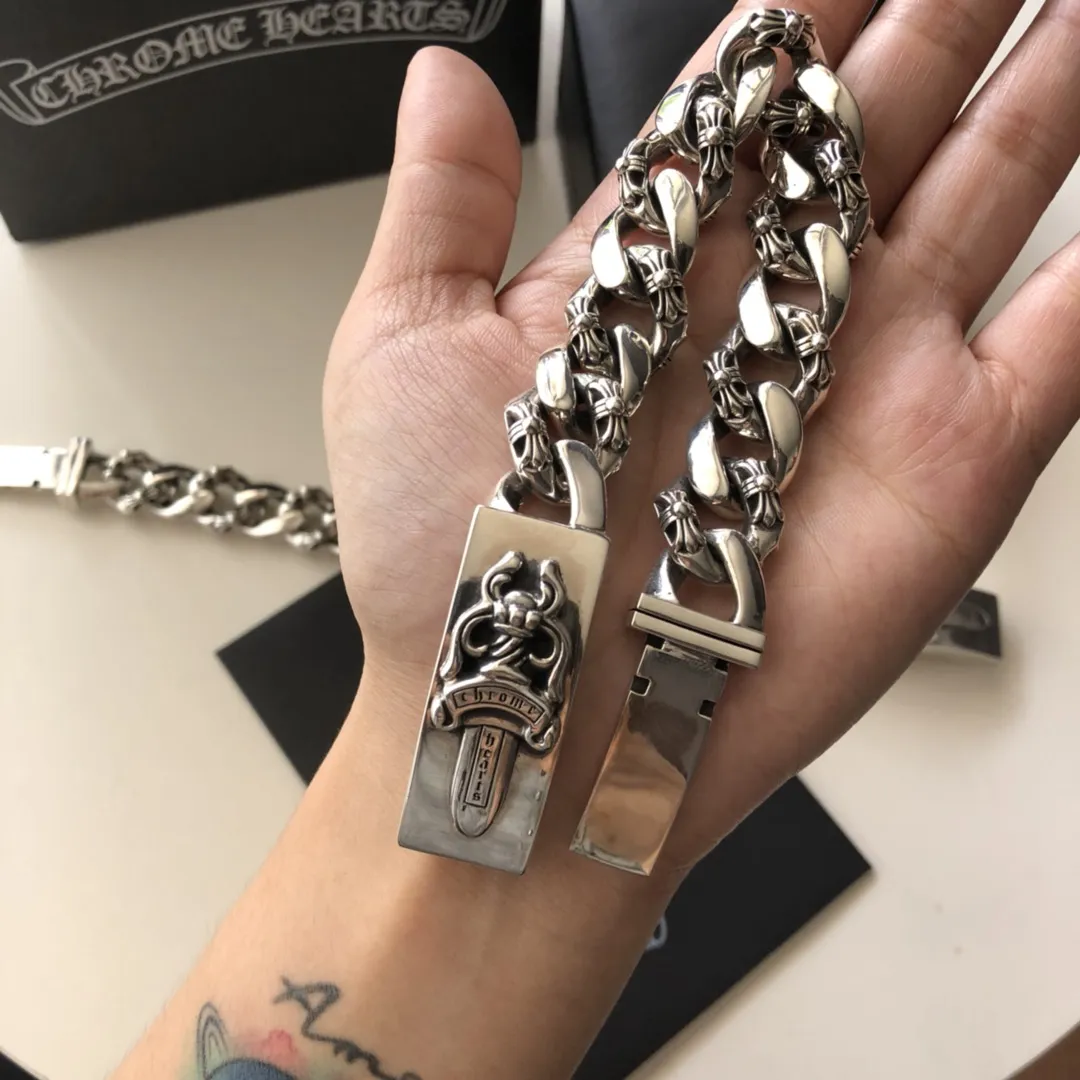 Chrome Hearts シルバー半花十字剣ロックブレスレット - 画像 (8)