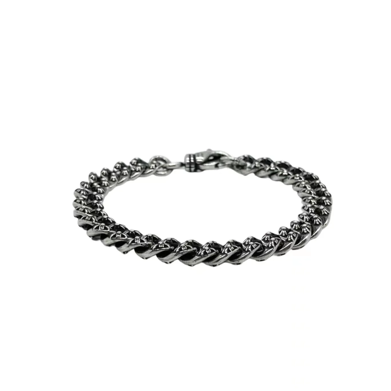 Chrome Hearts シルバー フルフラワーチェーンクロスブレスレット - 画像 (3)