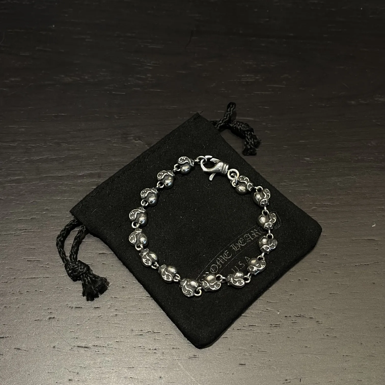 Chrome Hearts シルバー蔓藤桃心ブレスレット - 画像 (5)