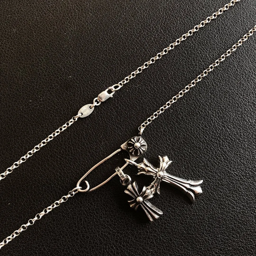 Chrome Hearts シルバー ダブルクロス ネックレス - 画像 (3)