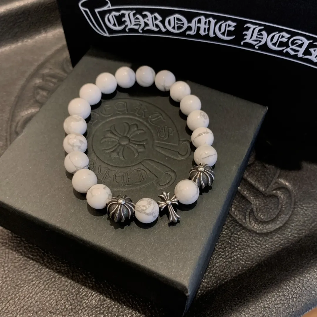 Chrome Hearts ホワイトアゲートビーズブレスレット - 画像 (4)