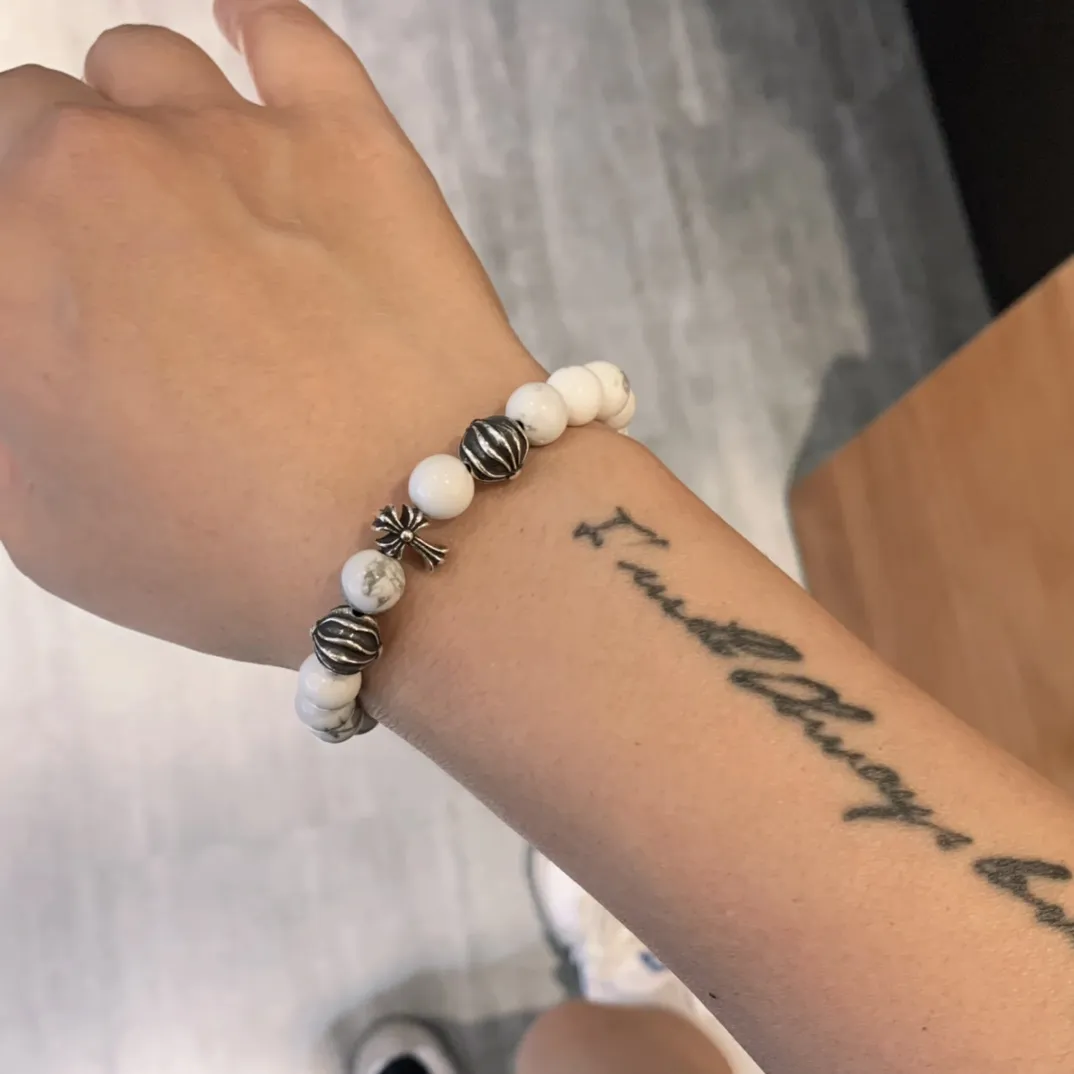 Chrome Hearts ホワイトアゲートビーズブレスレット - 画像 (6)