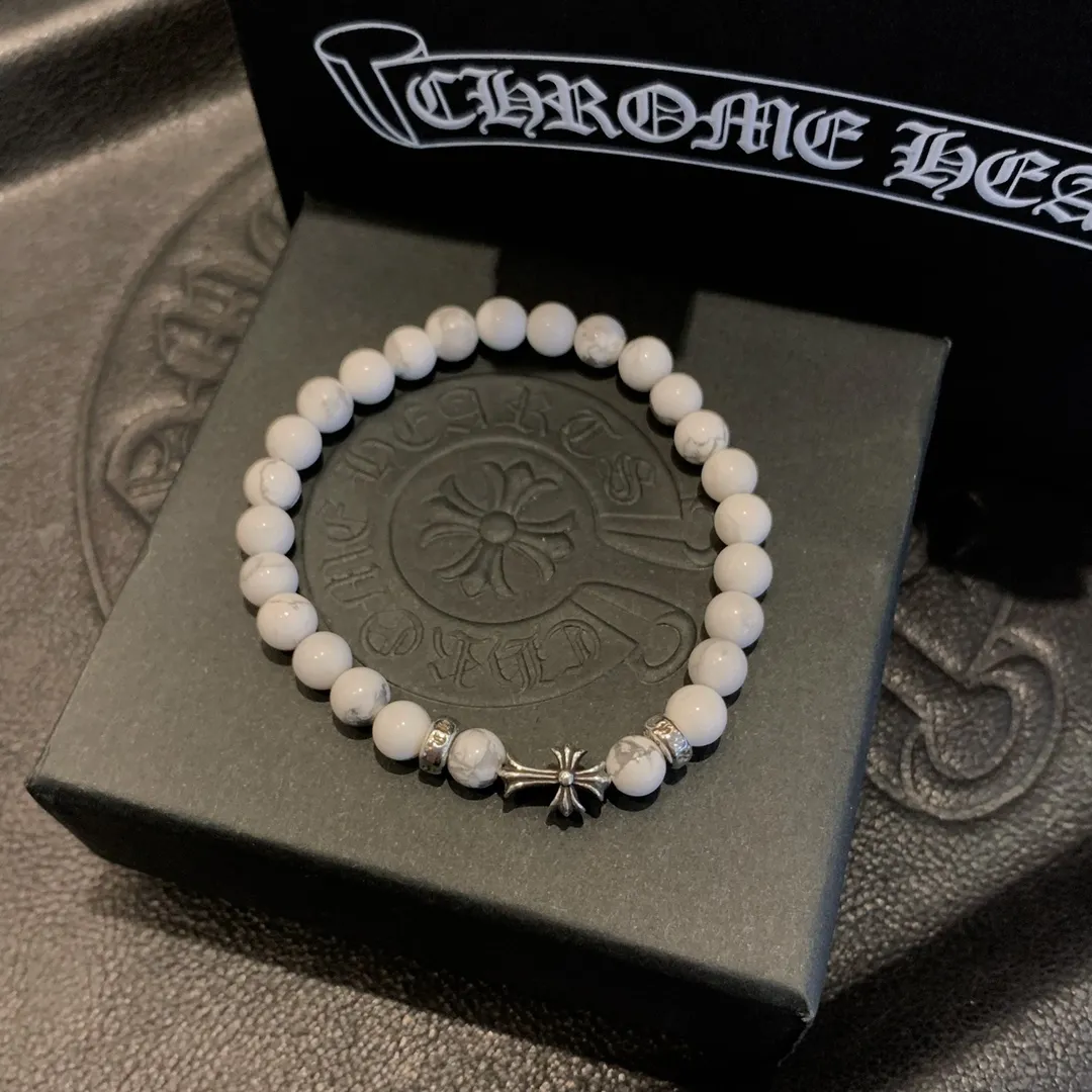 Chrome Hearts ホワイト瑪瑙ビーズブレスレット - 画像 (4)