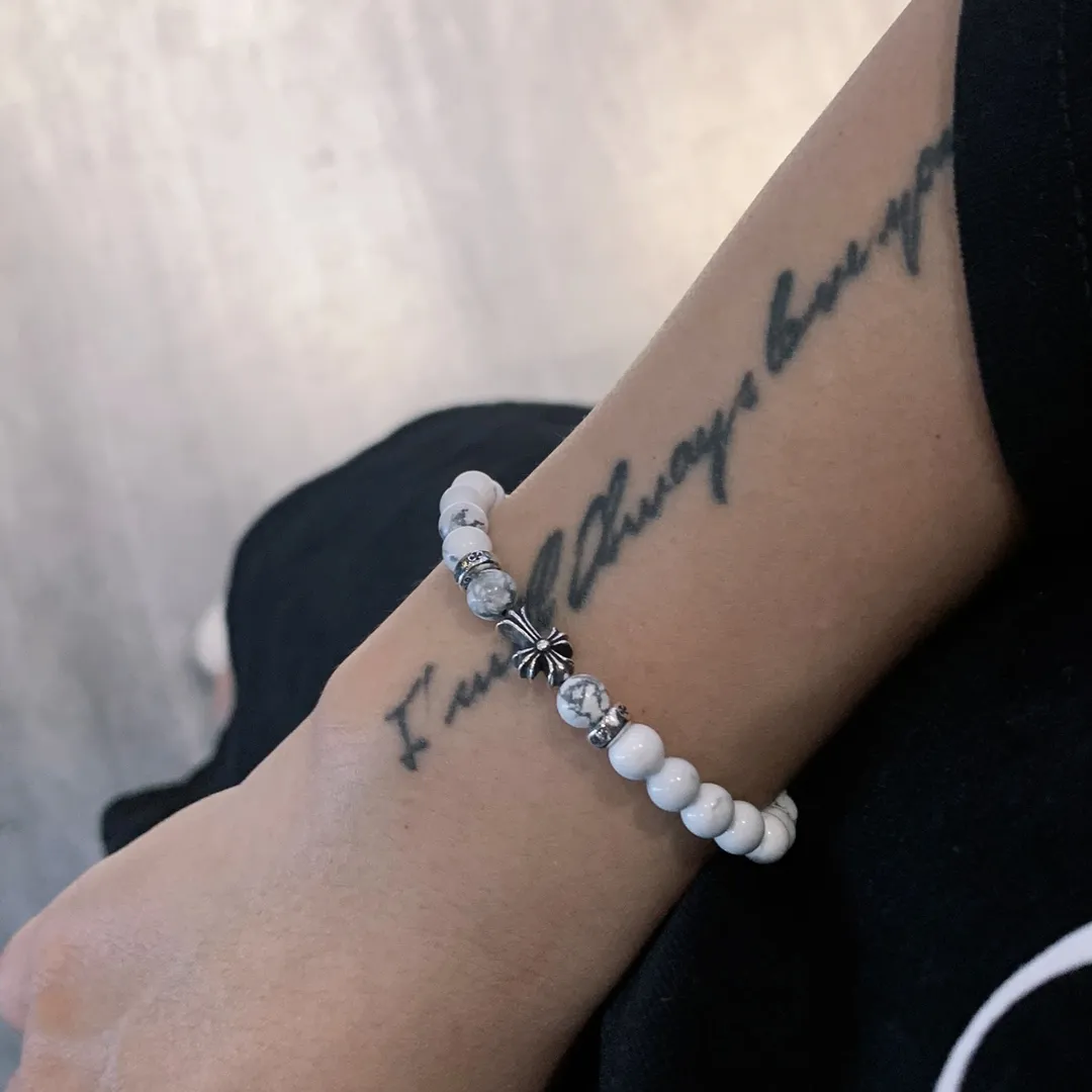 Chrome Hearts ホワイト瑪瑙ビーズブレスレット - 画像 (6)