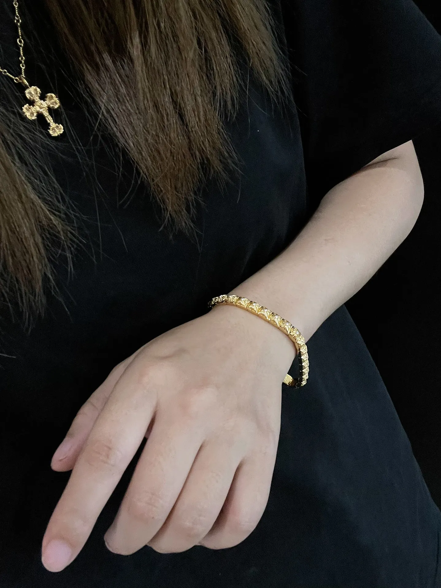 Chrome Hearts ゴールドクロスチェーンブレスレット - 画像 (7)