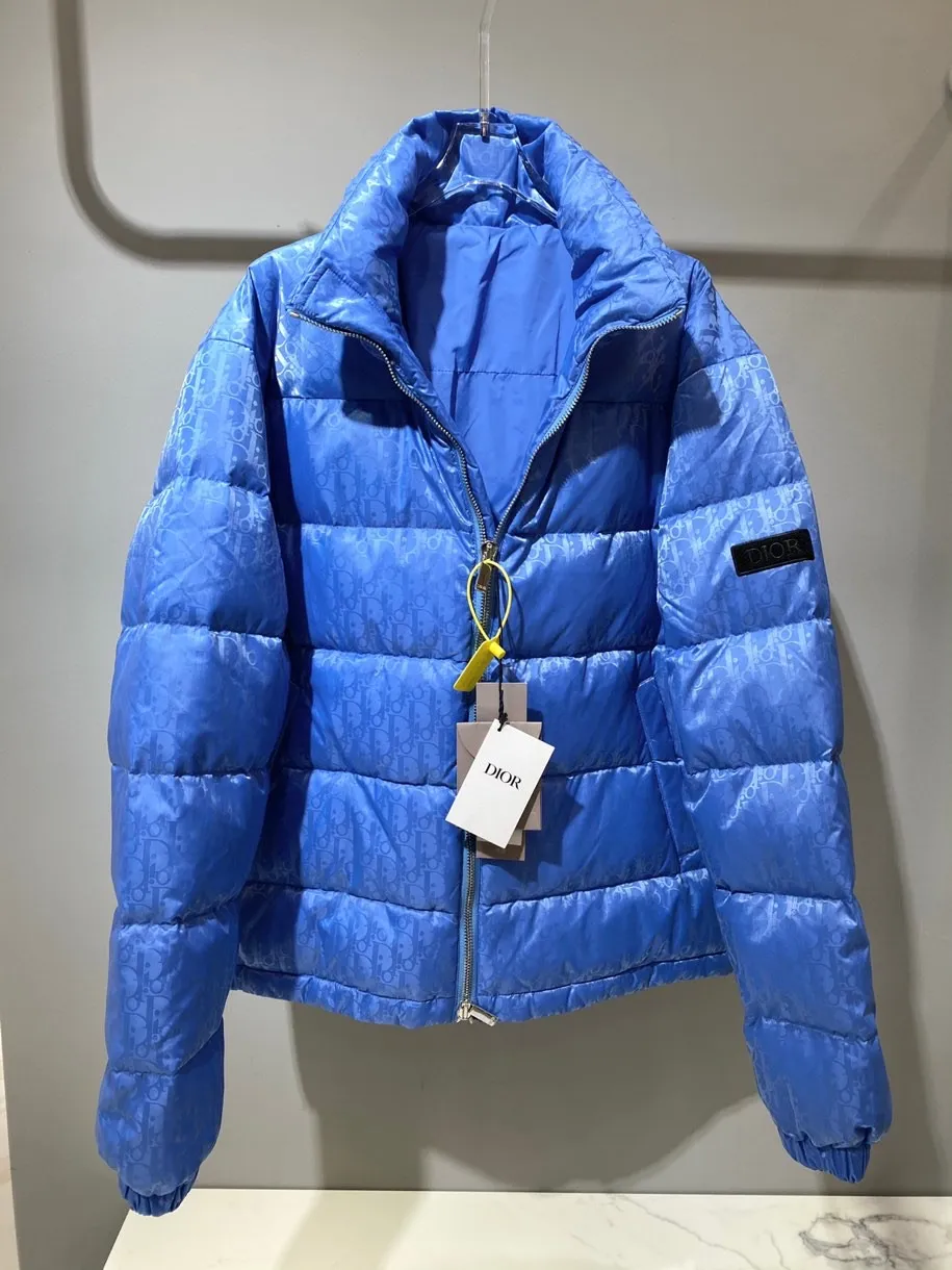 Dior ブルーダウンジャケット男女兼用ロゴプリント - 画像 (3)