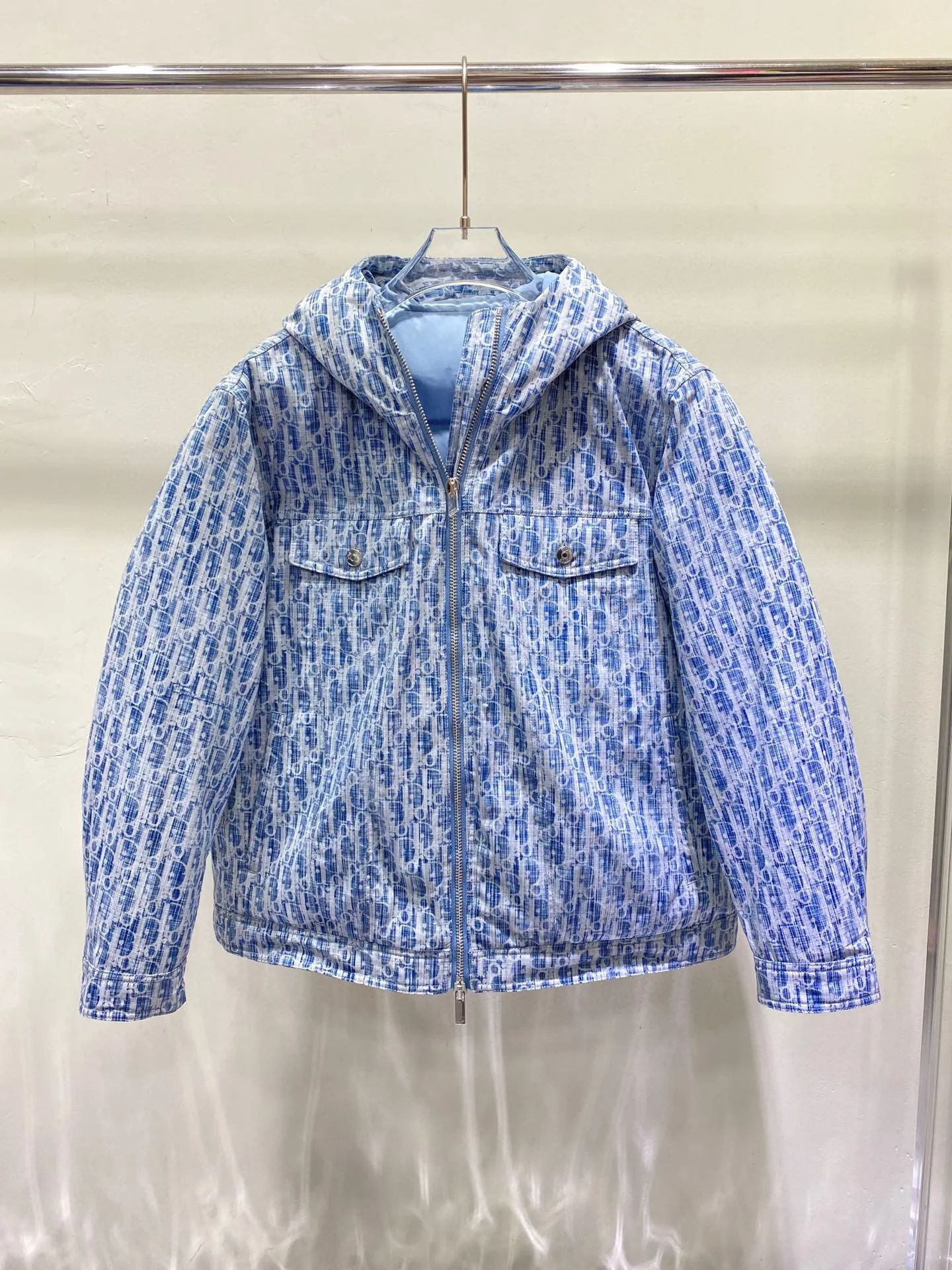 Christian Dior ブルー フーディーダウンジャケット