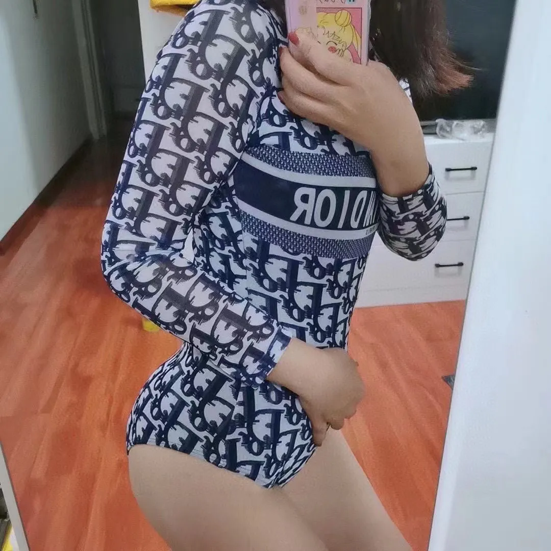 Christian Dior ブルー長袖ワンピース水着