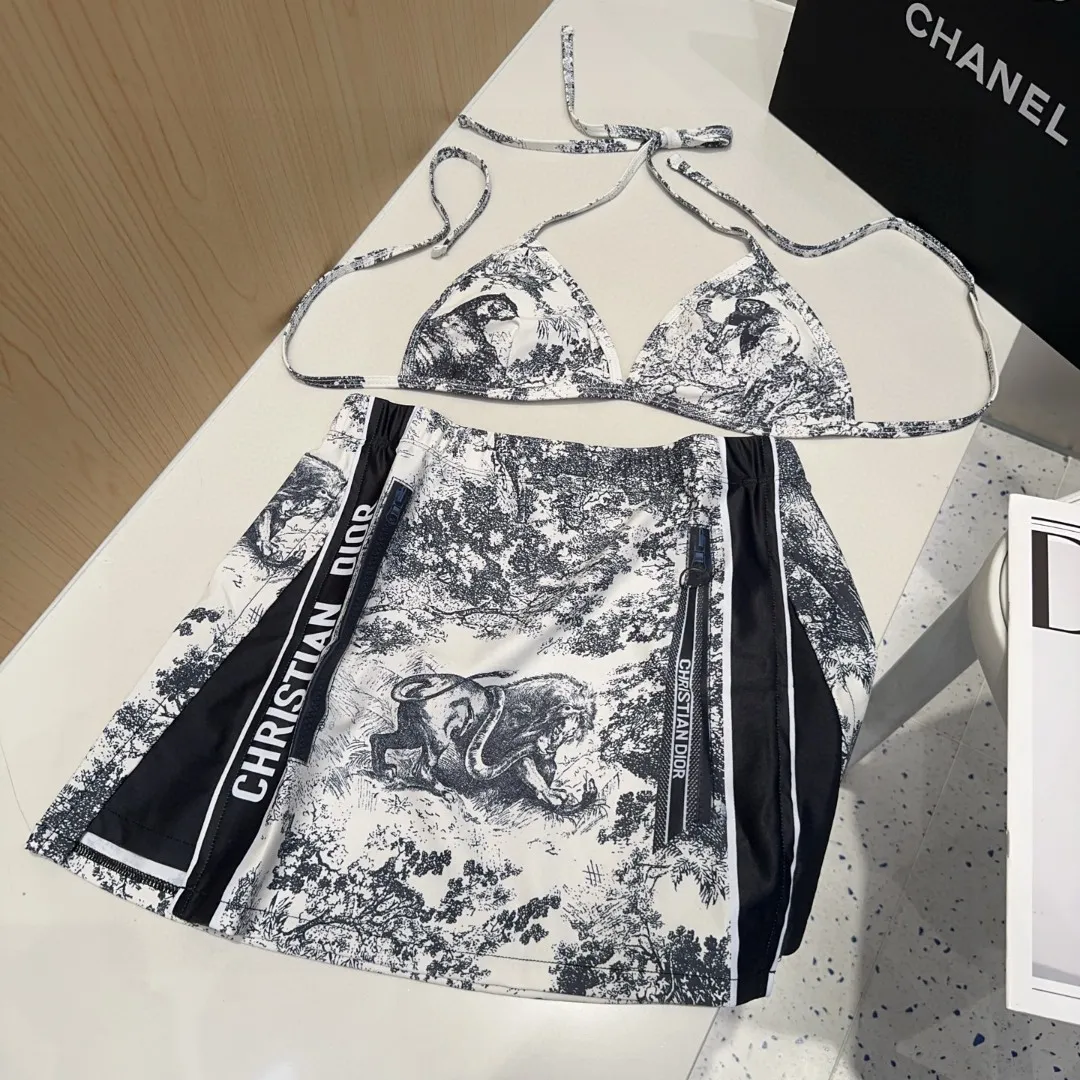 Christian Dior 白黒柄3点セットビキニ - 画像 (3)