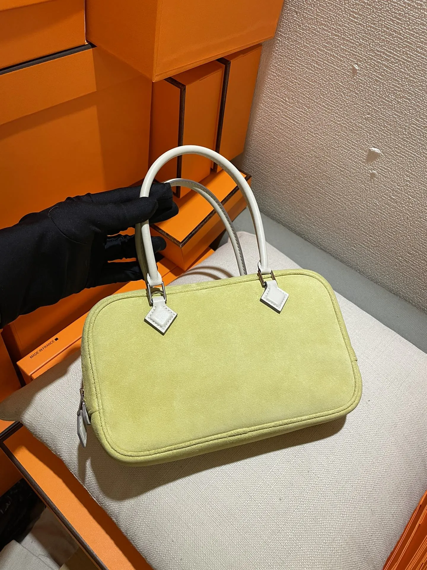 エルメス Plume mini 22 黄色と白 ミニバッグ