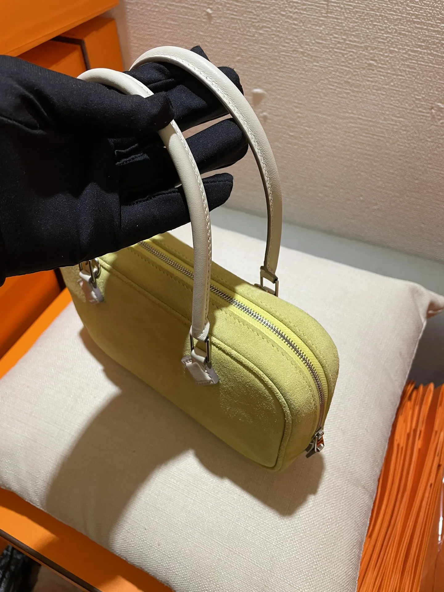 エルメス Plume mini 22 黄色と白 ミニバッグ - 画像 (6)