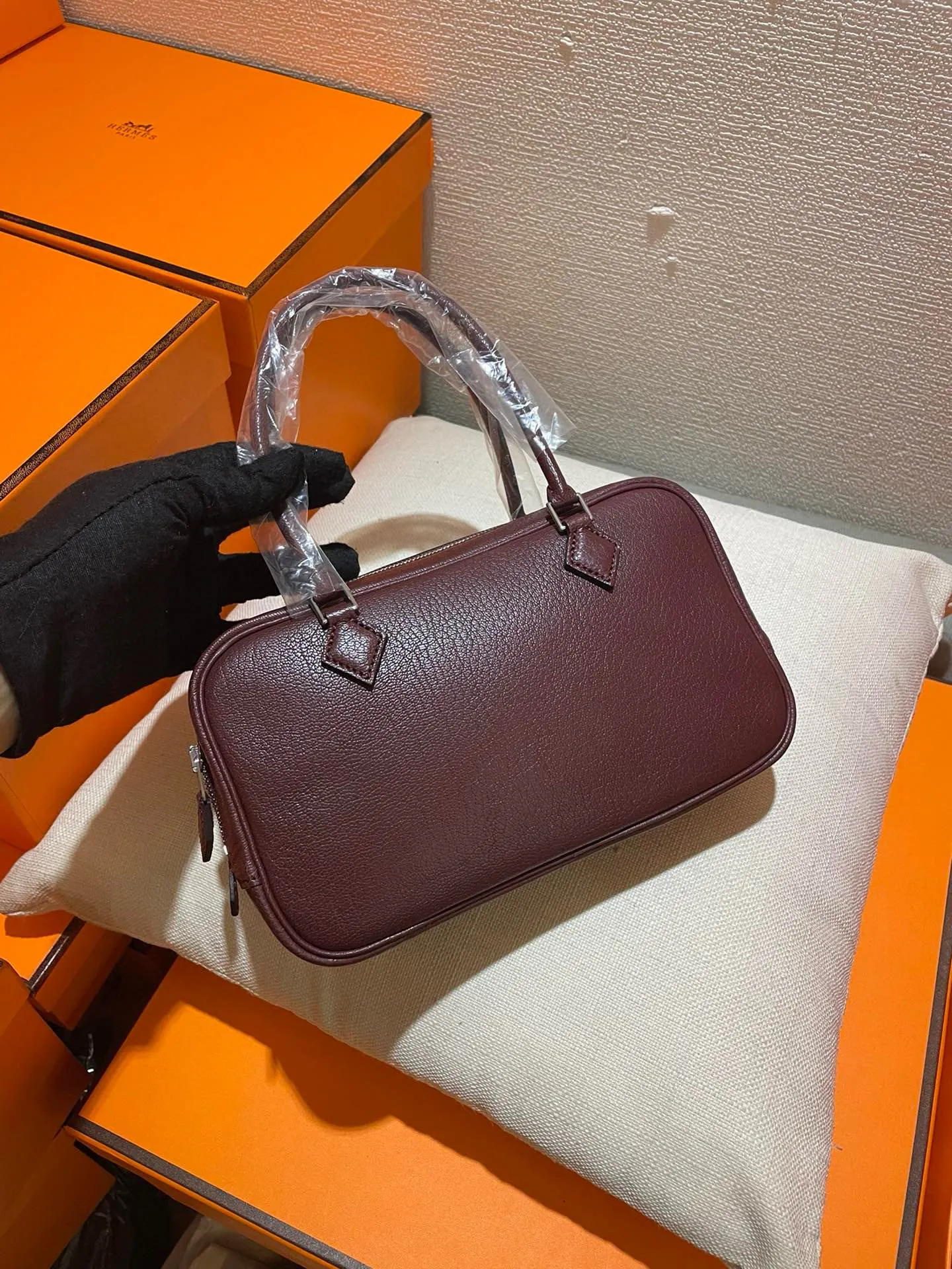 エルメスPlume mini 22 大象灰 中古ハンドバッグ