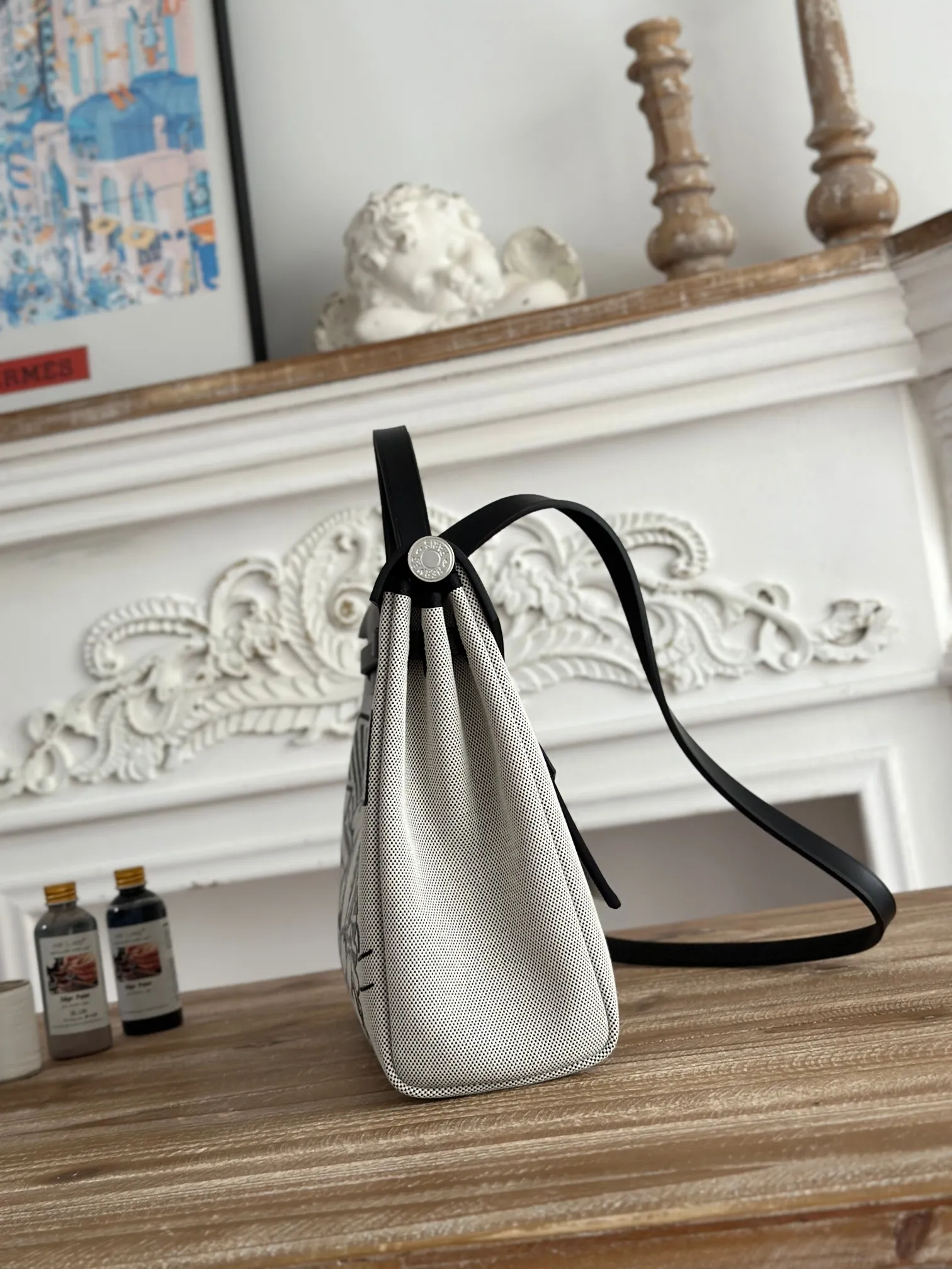 Hermès Herbag 31cm ホワイト 馬鞍デザイン - 画像 (3)