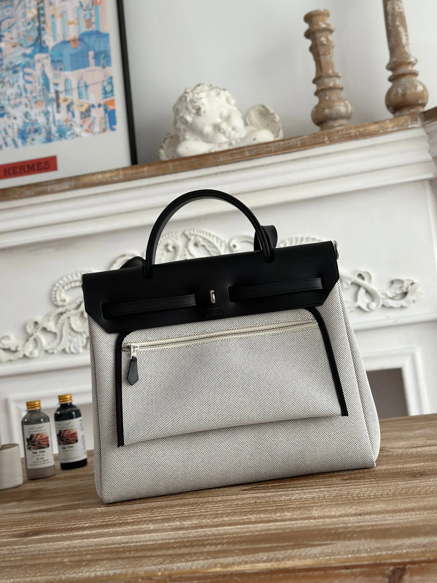 Hermès Herbag 31cm ホワイト 馬鞍デザイン - 画像 (4)