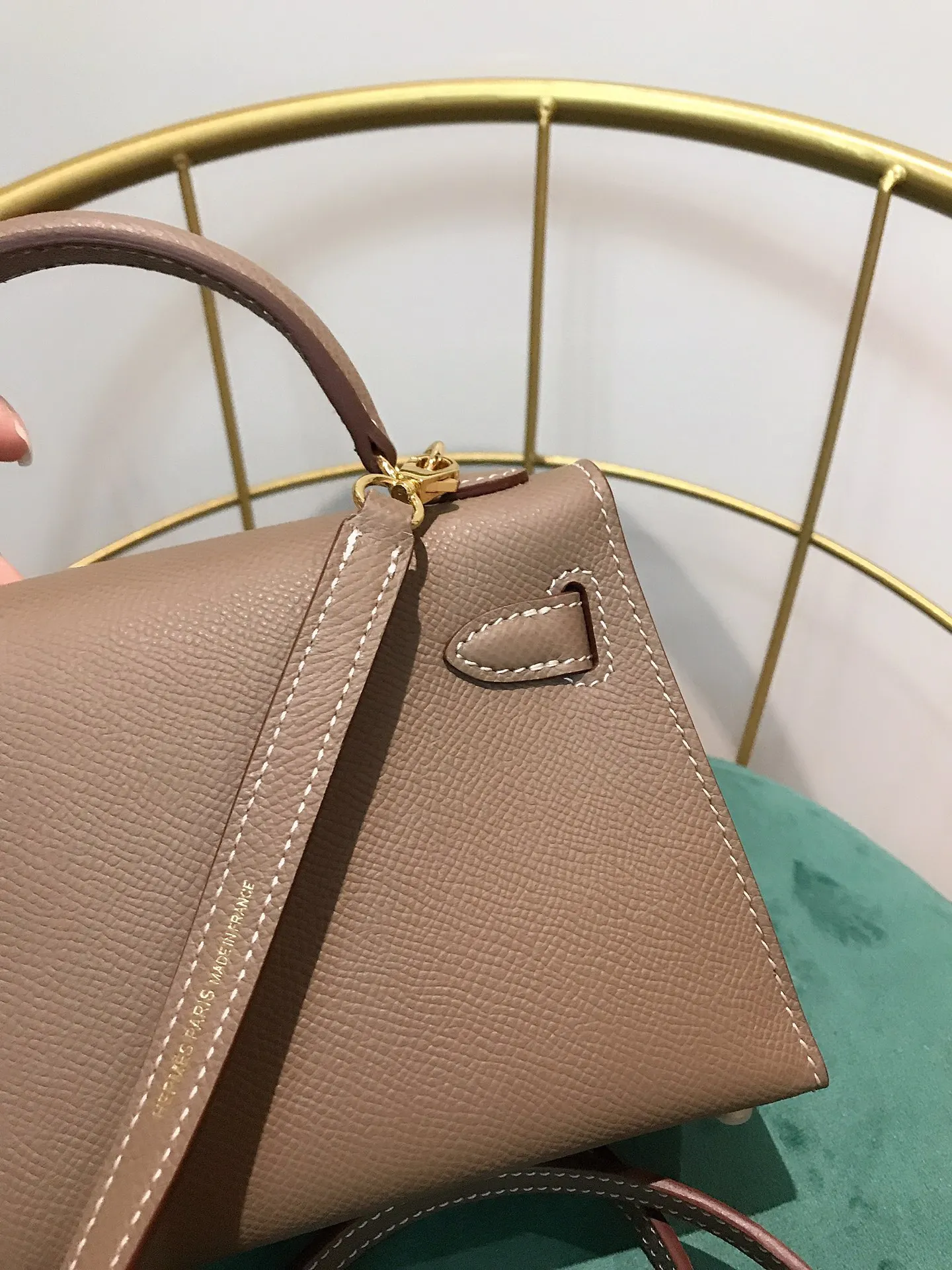 HERMES Kellyミニ2代目エレファントグレーゴールドバックル - 画像 (5)