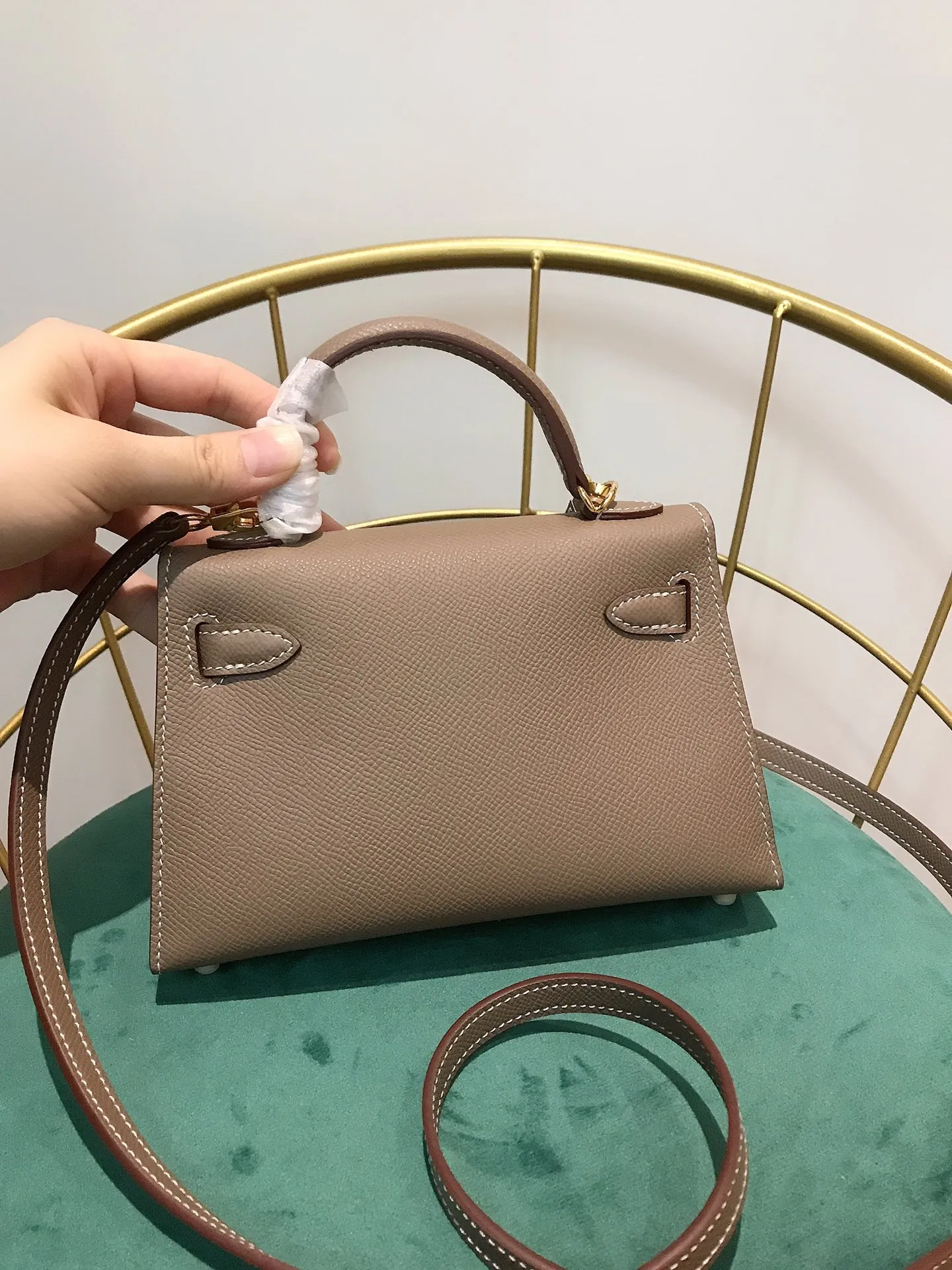 HERMES Kellyミニ2代目エレファントグレーゴールドバックル - 画像 (6)