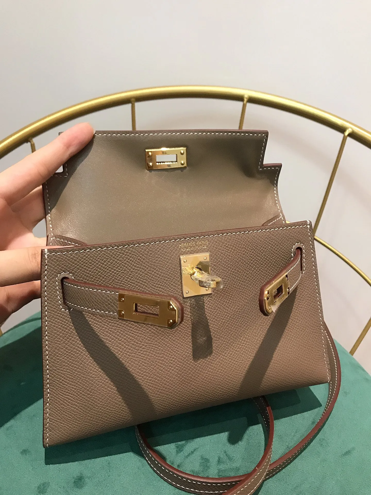 HERMES Kellyミニ2代目エレファントグレーゴールドバックル - 画像 (7)