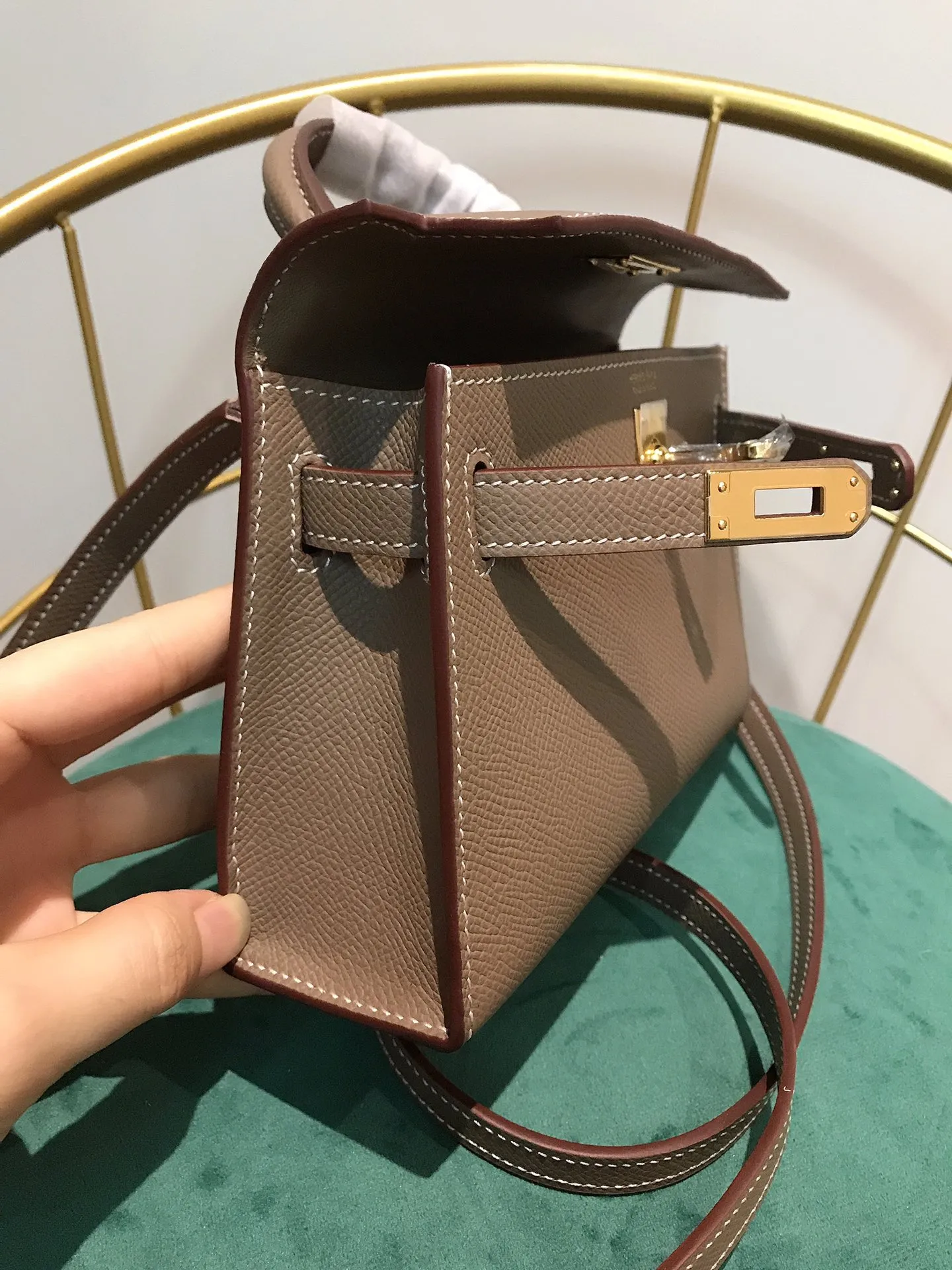 HERMES Kellyミニ2代目エレファントグレーゴールドバックル - 画像 (9)