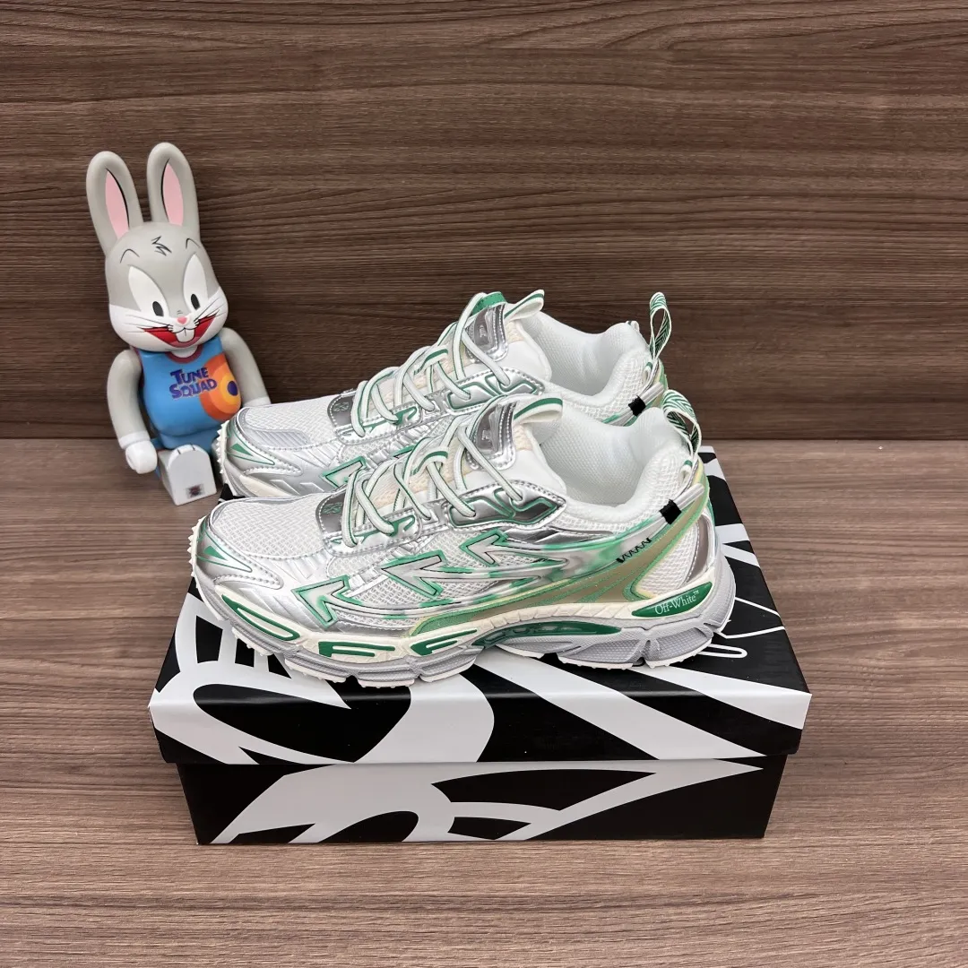 OFF-WHITE Be Right Back 緑のローカットスニーカー