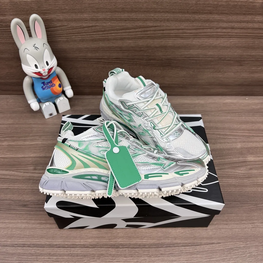 OFF-WHITE Be Right Back 緑のローカットスニーカー - 画像 (6)