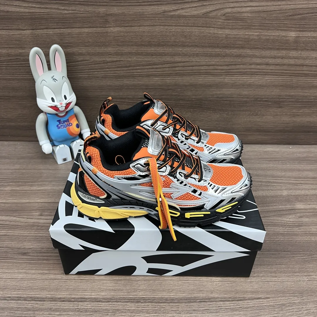 OFF-WHITE Be Right Back グレーとオレンジのローカットスニーカー - 画像 (4)