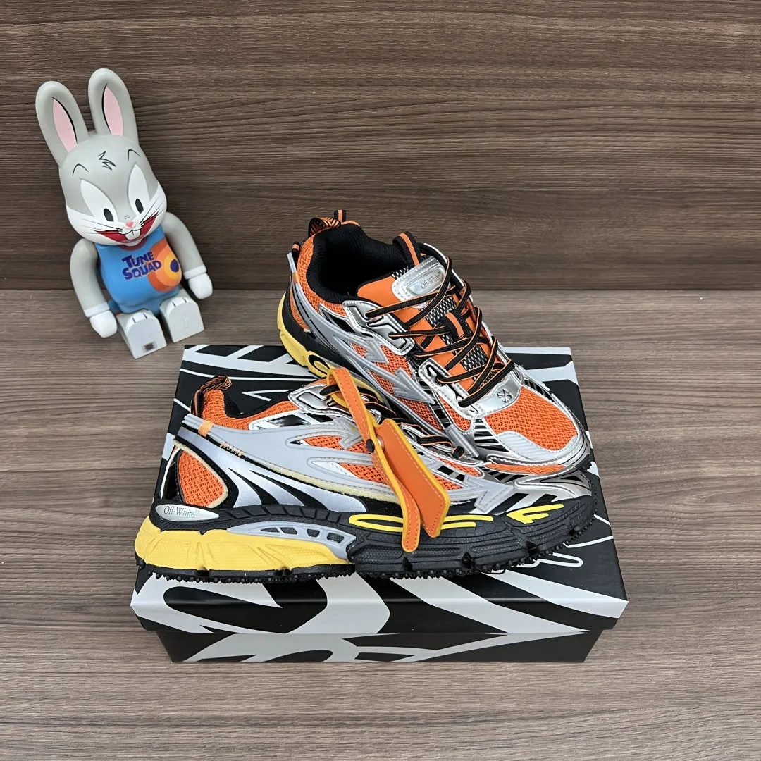 OFF-WHITE Be Right Back グレーとオレンジのローカットスニーカー - 画像 (6)