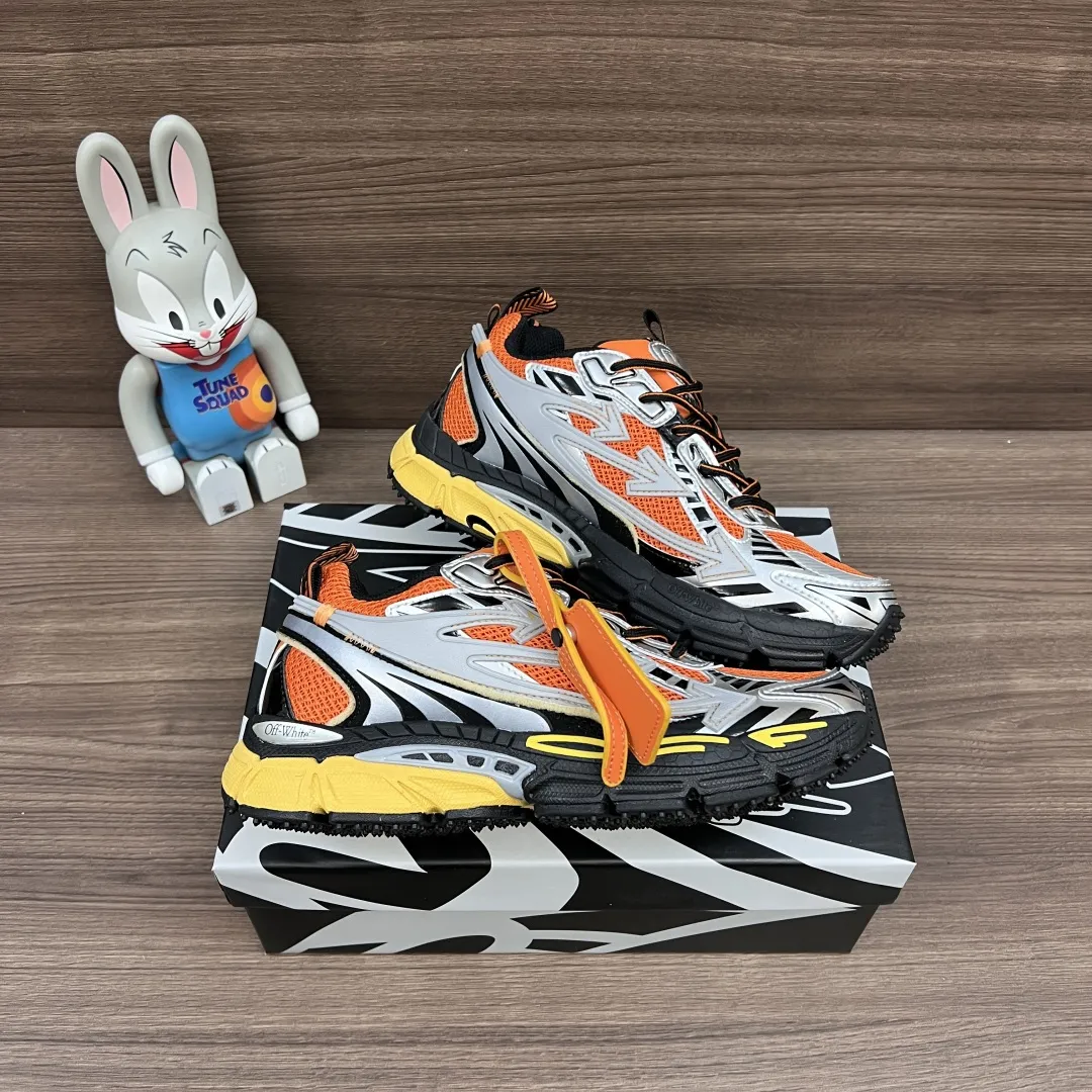 OFF-WHITE Be Right Back グレーとオレンジのローカットスニーカー - 画像 (7)