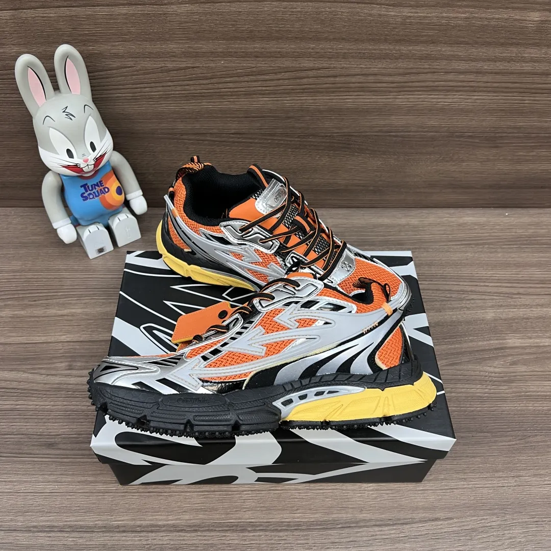 OFF-WHITE Be Right Back グレーとオレンジのローカットスニーカー - 画像 (9)