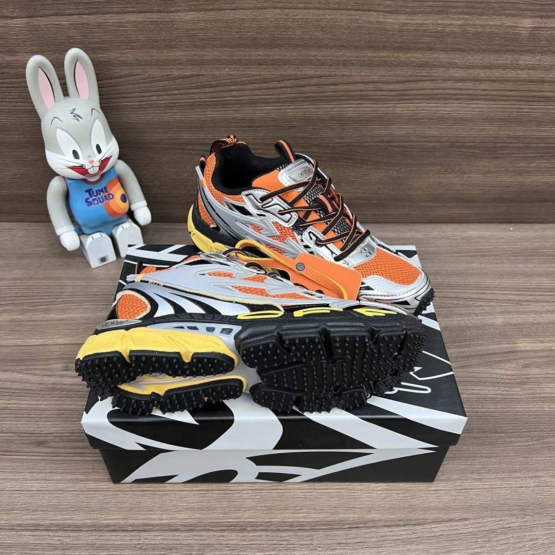 OFF-WHITE Be Right Back グレーとオレンジのローカットスニーカー - 画像 (10)