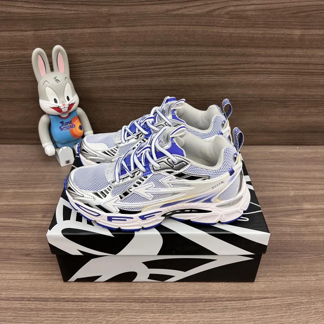 OFF-WHITE Be Right Back 白と青のローカットスニーカー