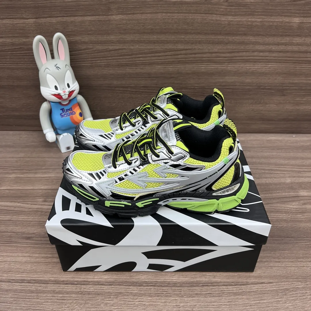 OFF-WHITE Be Right Back 緑のローカットスニーカー