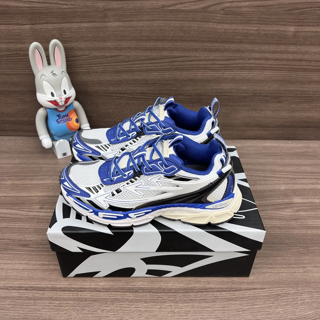 OFF-WHITE Be Right Back 白と青のローカットスニーカー