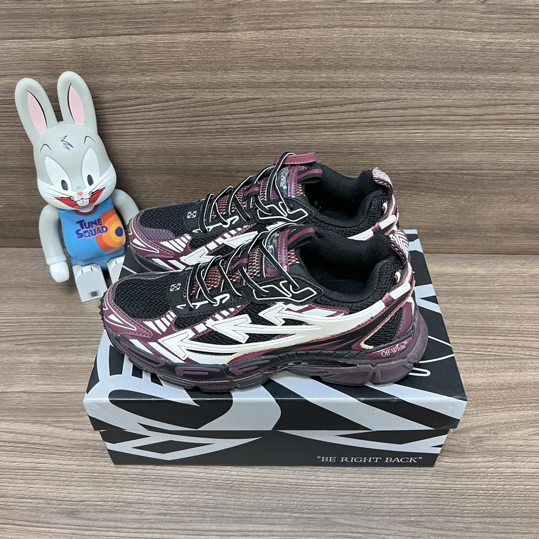 OFF-WHITE Be Right Back パープルホワイトスニーカー