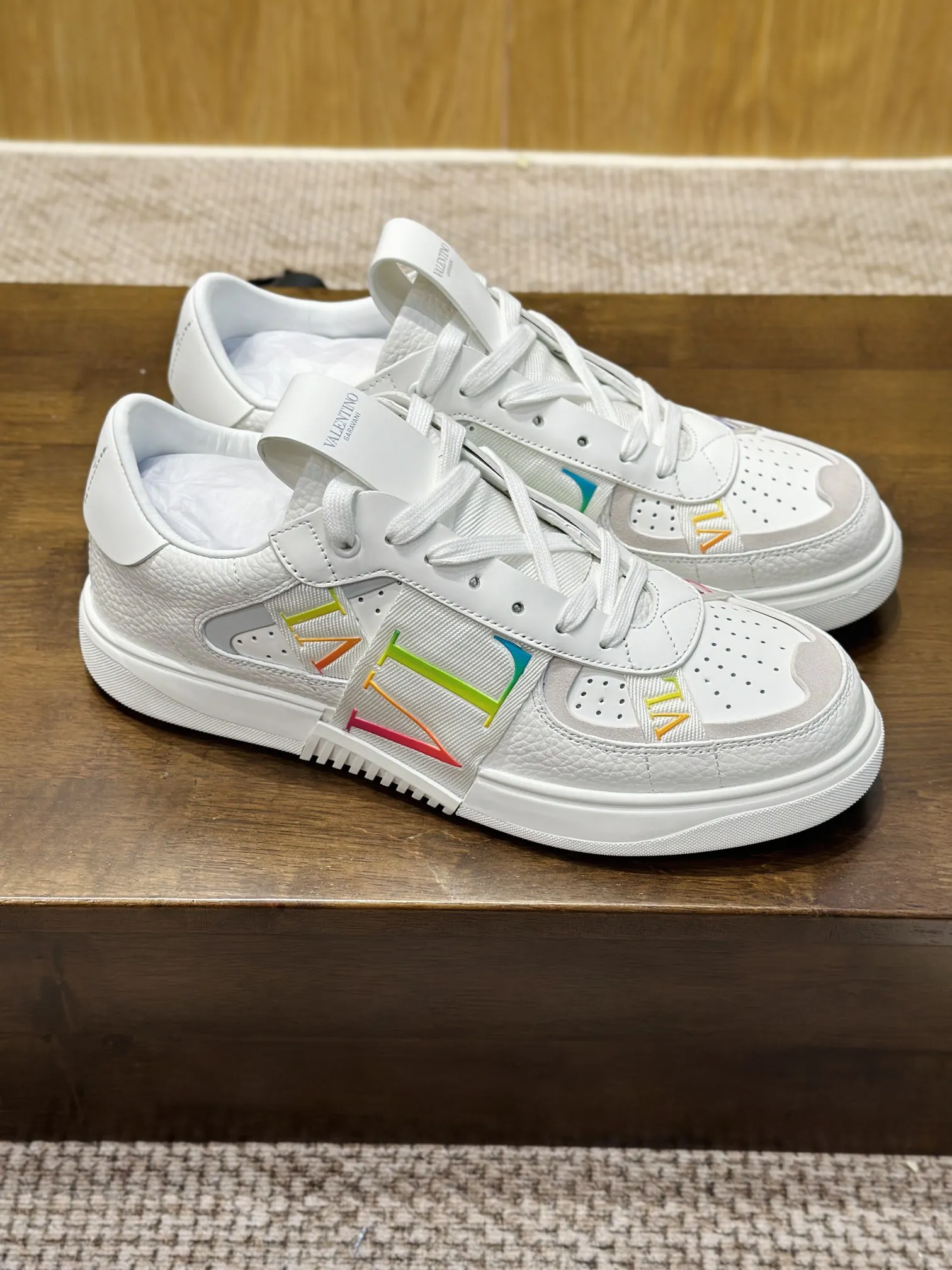 Valentino Garavani 白 3D織帯スニーカー