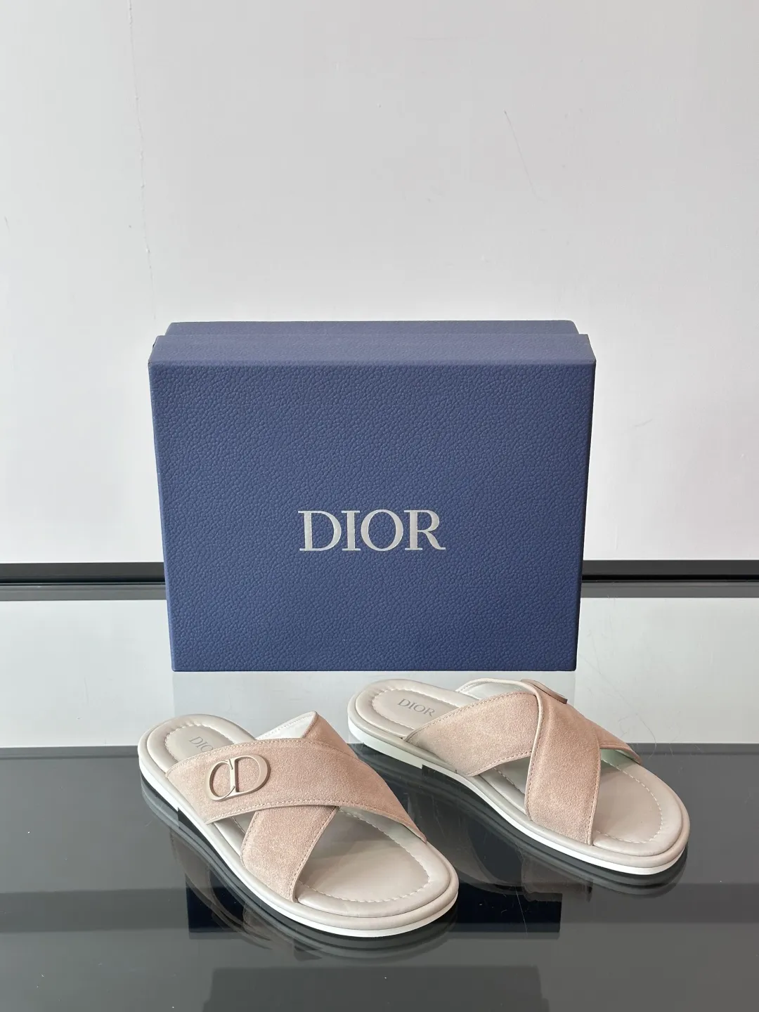 Dior 高級男性本革サンダルベージュクロスデザイン - 画像 (6)