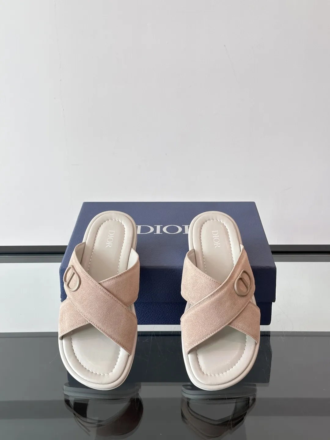 Dior 高級男性本革サンダルベージュクロスデザイン - 画像 (7)