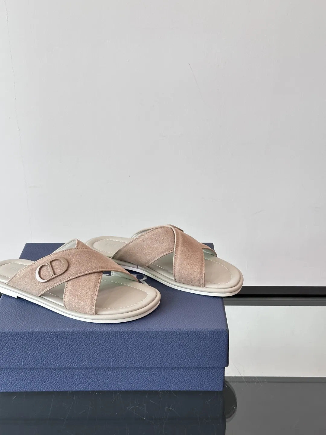 Dior 高級男性本革サンダルベージュクロスデザイン - 画像 (9)