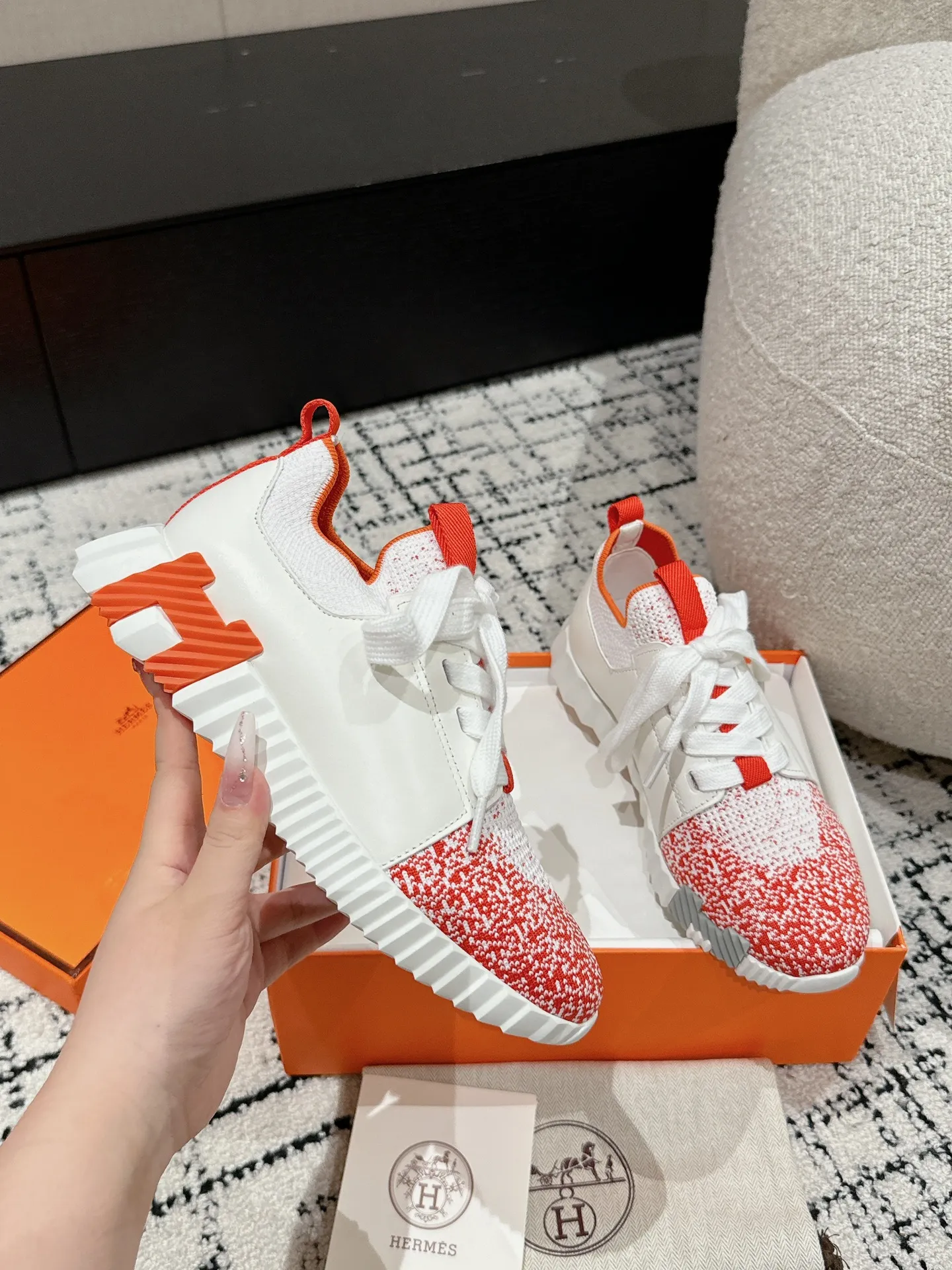 エルメス 厚底スニーカー レッド ホワイト - 画像 (6)