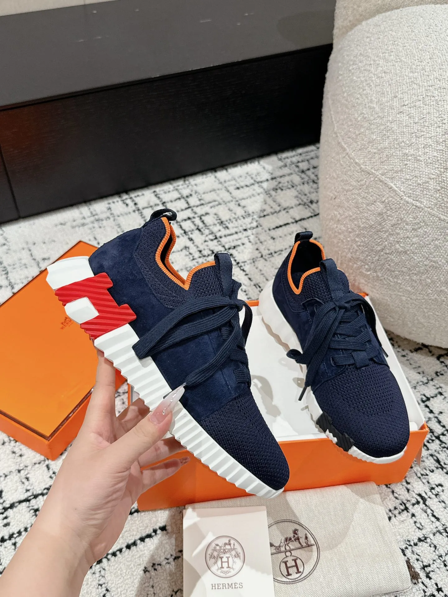 エルメス 厚底スニーカー ネイビー カジュアルスタイル - 画像 (6)