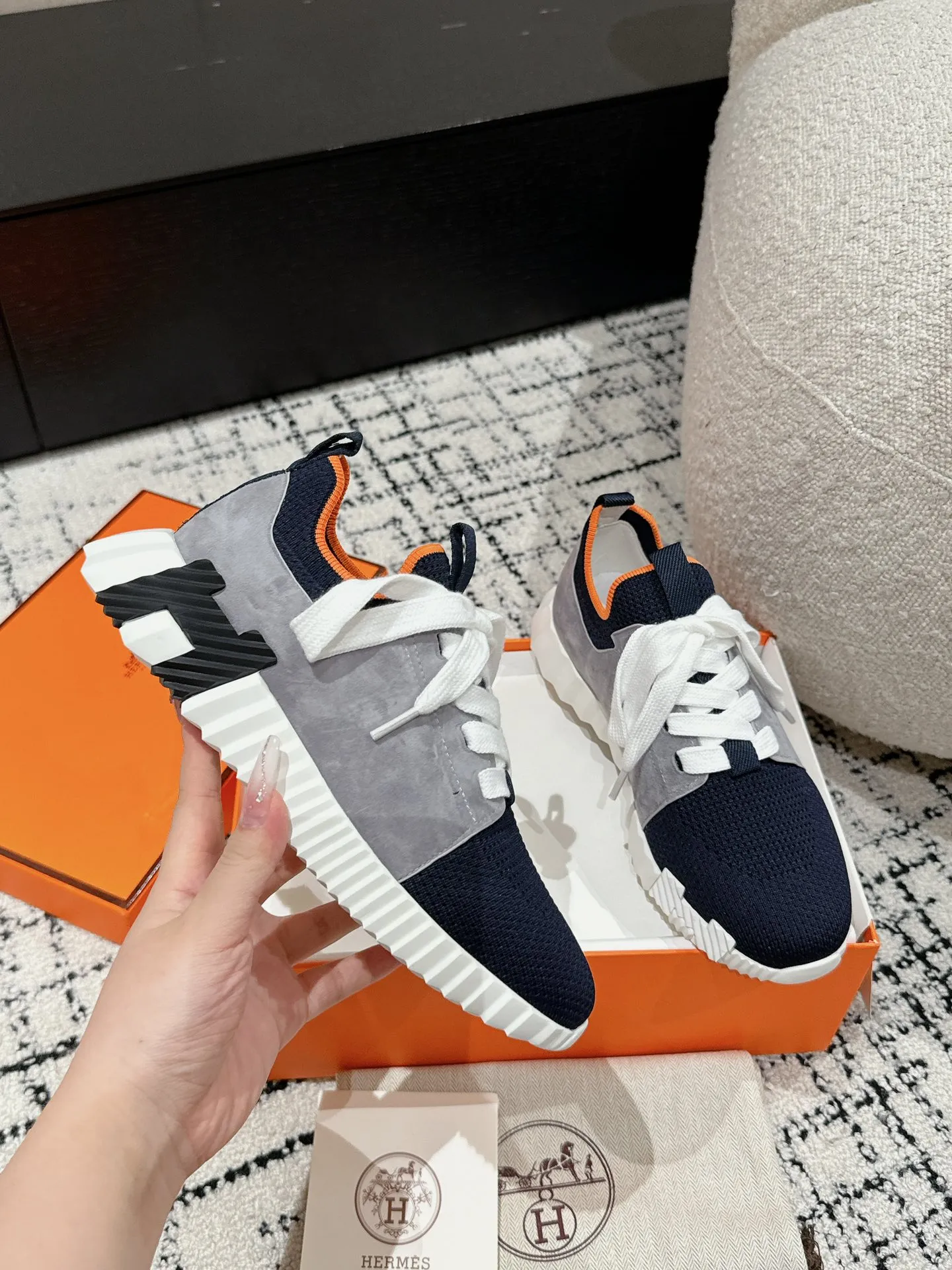 エルメス 厚底スニーカー ネイビー カジュアルスタイル - 画像 (6)